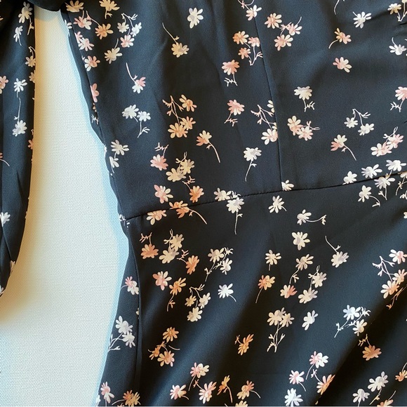 NWT Ann Taylor Black Floral Long Sleeve Boho Dress, Size 14T - Picture 7 of 9